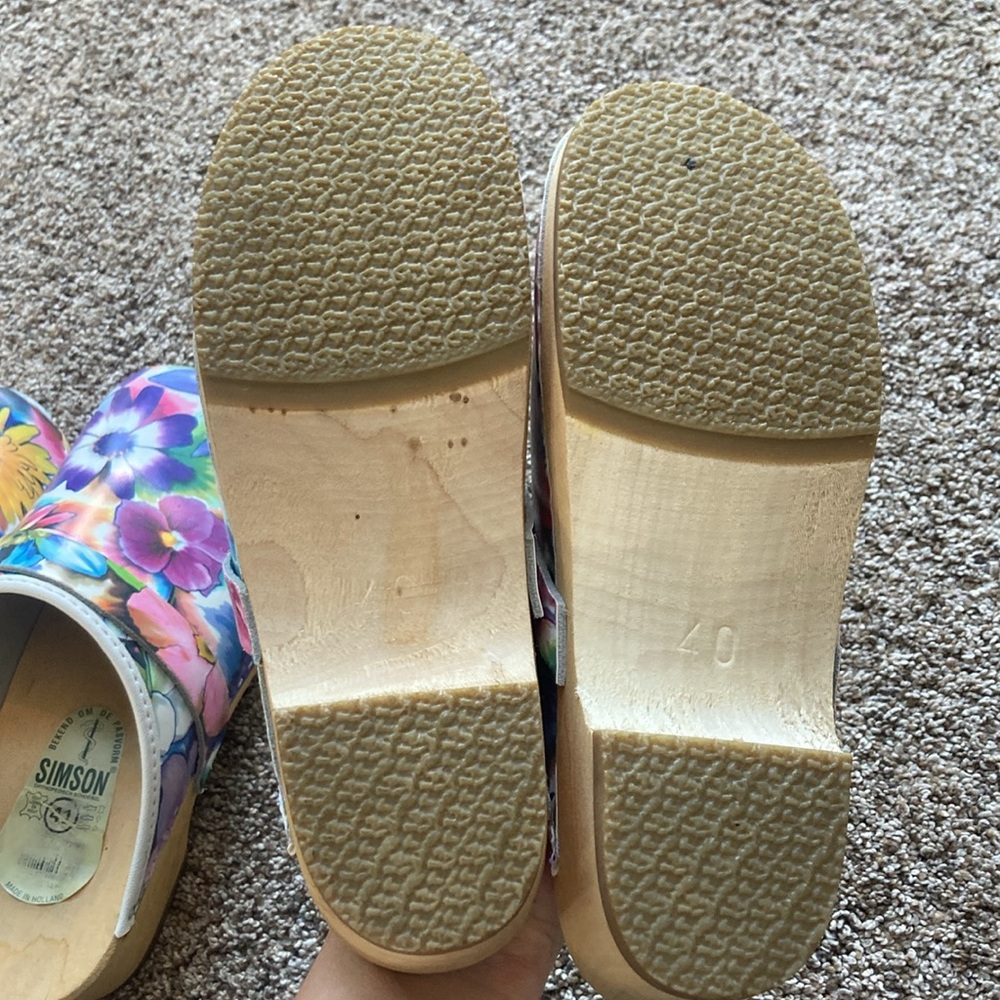 Simson Fleuriste Artisan Orthopedic Wooden Handmade Dutch Clogs Floral Sz 41 - Picture 6 of 7